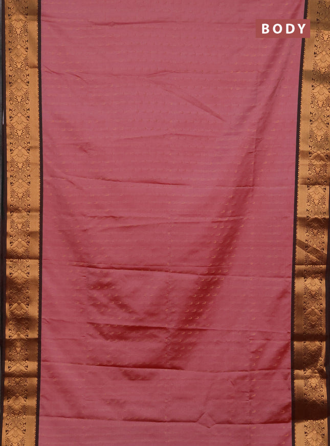 Semi soft silk saree mauve pink and dual shade of greenish maroon with allover zari woven muniya buttas and zari woven border