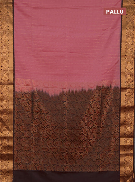 Semi soft silk saree mauve pink and dual shade of greenish maroon with allover zari woven muniya buttas and zari woven border