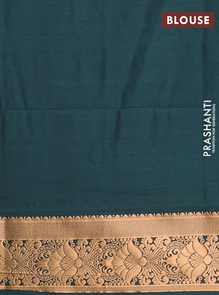 Semi soft silk saree maroon and bottle green with allover zari woven muniya buttas and zari woven border