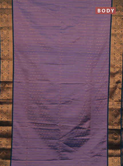 Semi soft silk saree lavender and teal blue with allover zari woven muniya buttas and zari woven border