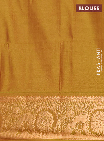 Semi soft silk saree pink and lime green with allover silver & gold zari weaves & buttas and zari woven border
