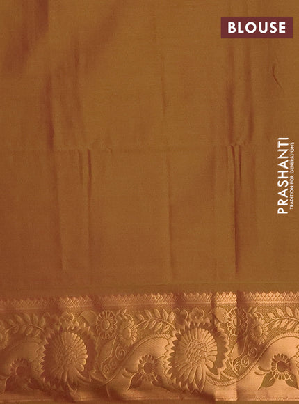 Semi soft silk saree peach pink and dual shade of lime green with allover silver & gold zari weaves & buttas and zari woven border
