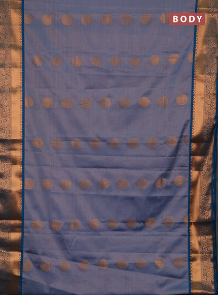 Semi soft silk saree pastel blue and teal blue with allover zari weaves & buttas and rich zari woven border