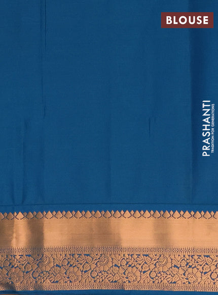 Semi soft silk saree pastel blue and teal blue with allover zari weaves & buttas and rich zari woven border