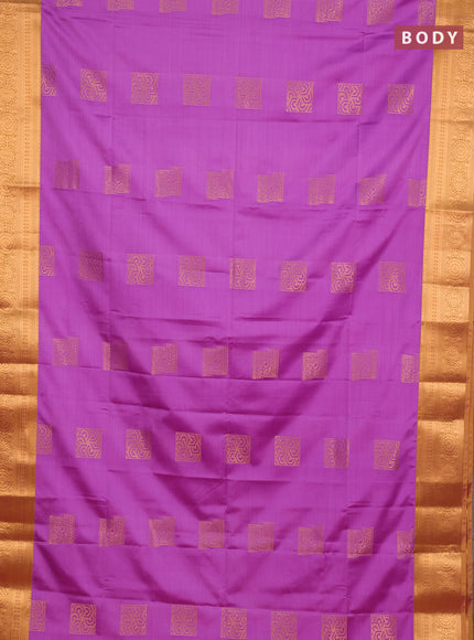 Semi soft silk saree purple and mustard yellow with zari woven buttas and zari woven border