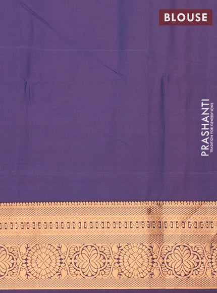 Semi soft silk saree teal blue and dual shade of purple with zari woven buttas and zari woven border