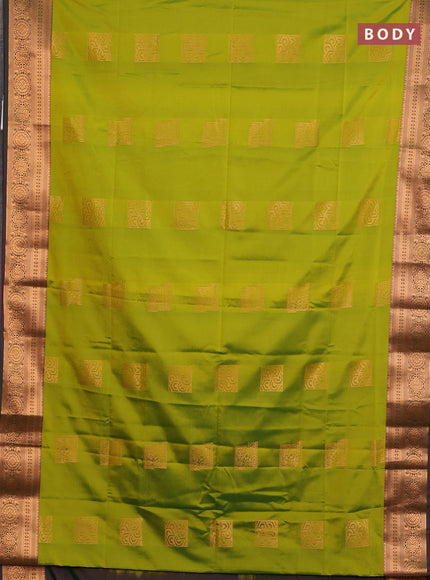 Semi soft silk saree light green and bottle green with zari woven buttas and zari woven border