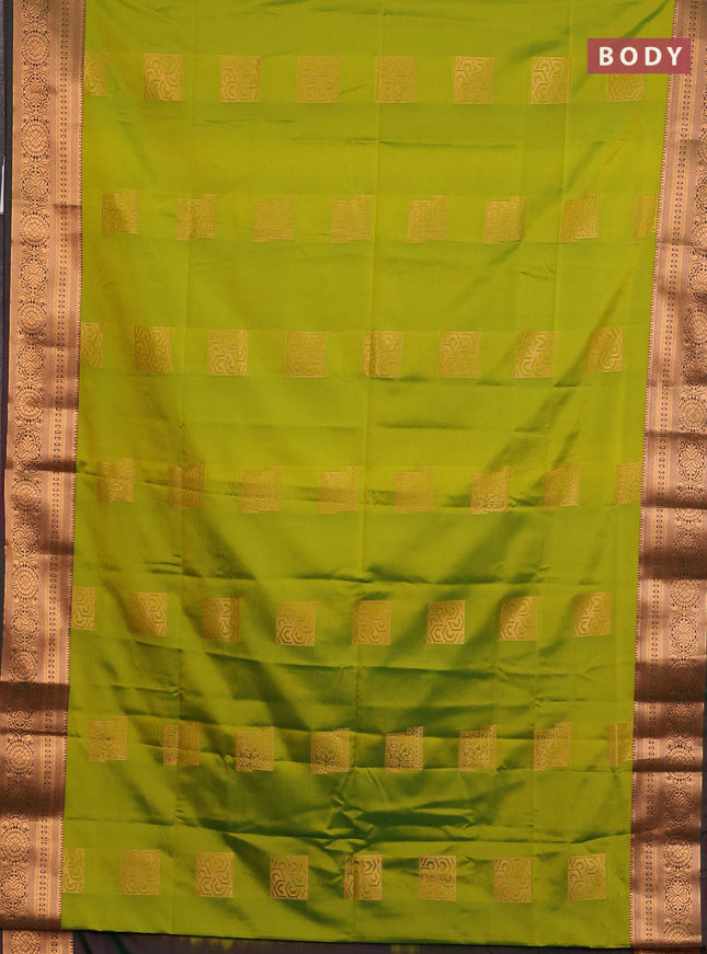 Semi soft silk saree light green and bottle green with zari woven buttas and zari woven border