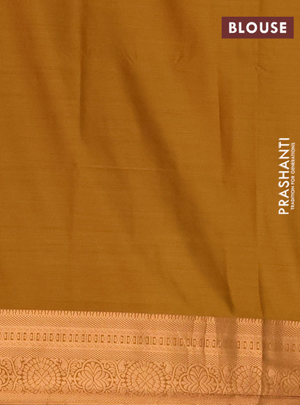 Semi soft silk saree peach shade and mustard yellow with zari woven buttas and zari woven border