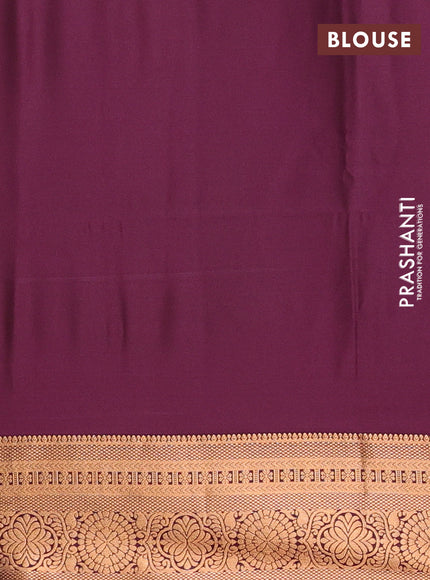 Semi soft silk saree mehendi green and wine shade with zari woven buttas and zari woven border