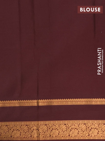 Semi soft silk saree grey and coffee brown with allover zari woven buttas and rettapet zari woven border