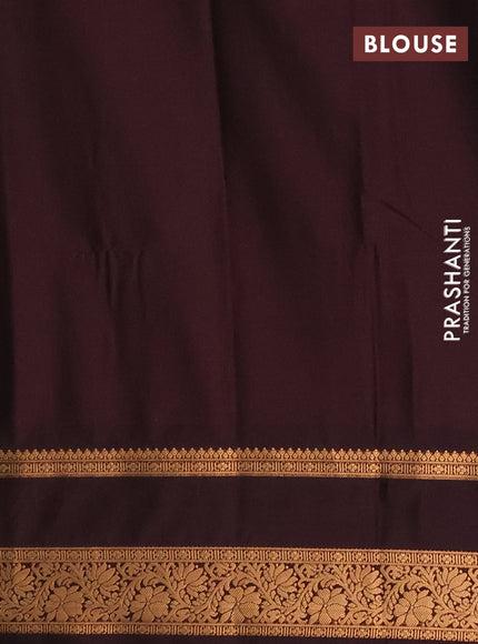 Semi soft silk saree rust shade and coffee brown with allover zari woven buttas and rettapet zari woven border