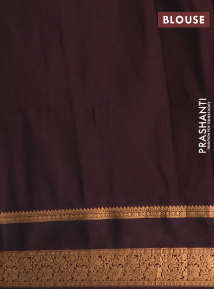 Semi soft silk saree peacock blue and coffee brown with allover zari woven buttas and rettapet zari woven border