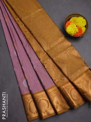 Semi soft silk saree mauve pink and dark mustard with zari woven buttas and zari woven border