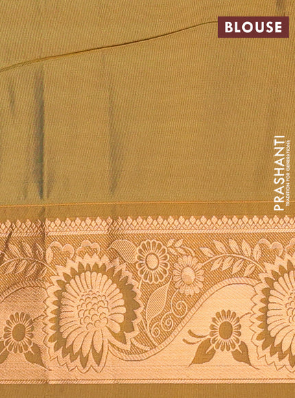 Semi soft silk saree teal shade and dark mustard with zari woven buttas and zari woven border