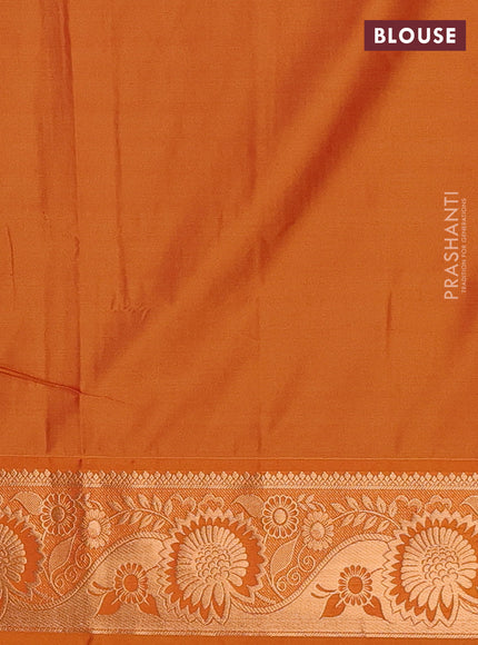 Semi soft silk saree pink and rustic orange with zari woven buttas and zari woven border