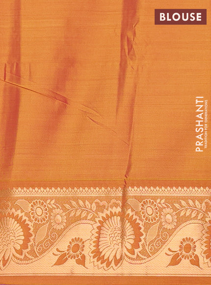 Semi soft silk saree light pink and dark mustard with zari woven buttas and zari woven border