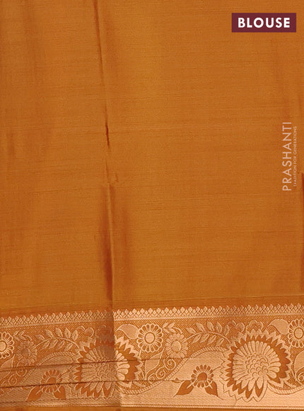 Semi soft silk saree wine shade and rustic orange with allover silver & gold zari weaves & buttas and zari woven border