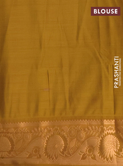 Semi soft silk saree deep maroon and dark mustard with allover silver & gold zari weaves & buttas and zari woven border