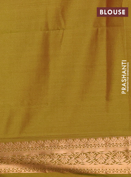 Semi soft silk saree maroon and green shade with zari woven buttas and zari woven border