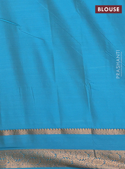 Semi soft silk saree peach shade and cs blue with allover zari woven buttas and rettapet zari woven border