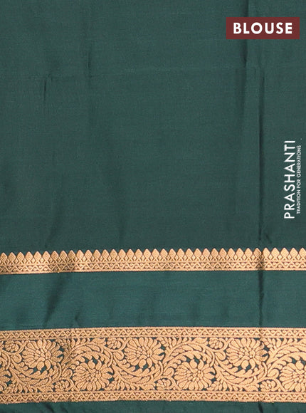 Semi soft silk saree deep maroon and bottle green with allover zari woven buttas and rettapet zari woven border