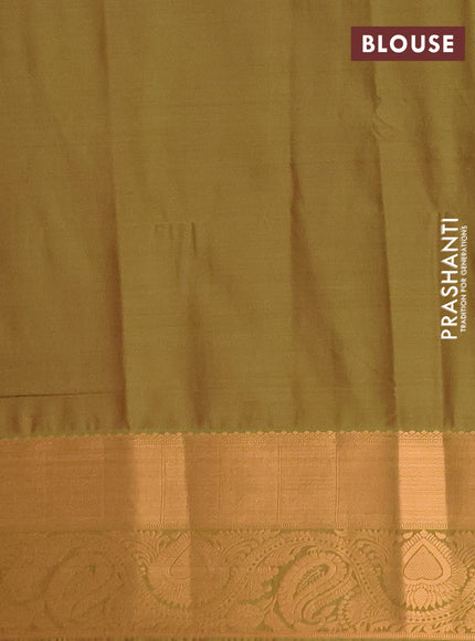 Semi soft silk saree maroon and dual shade of green with allover silver & gold zari weaves & buttas and zari woven border