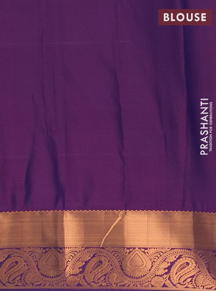 Semi soft silk saree rust shade and purple with allover silver & gold zari weaves & buttas and zari woven border