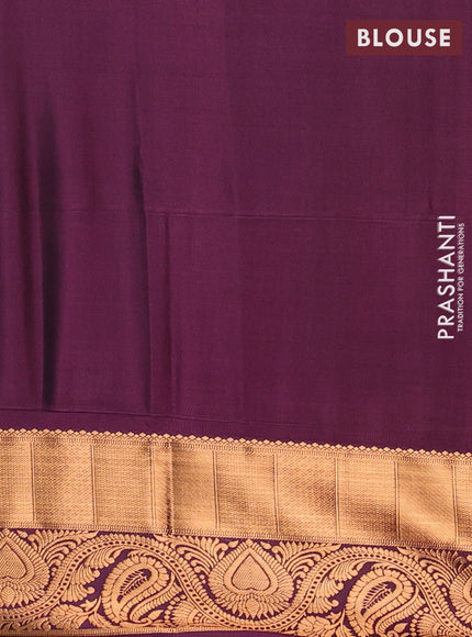 Semi soft silk saree peacock blue and deep wine with allover silver & gold zari weaves & buttas and zari woven border