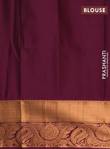 Semi soft silk saree pista green and wine shade with allover silver & gold zari weaves & buttas and zari woven border