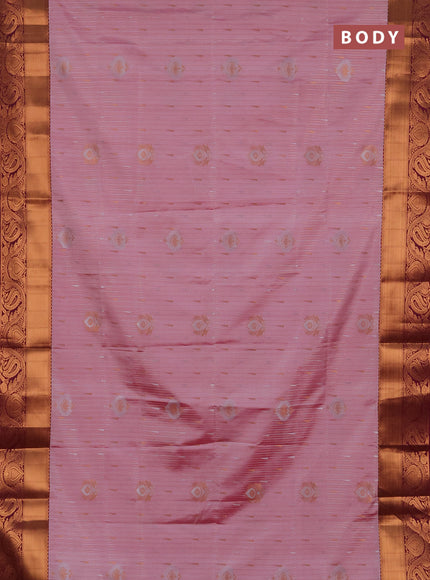 Semi soft silk saree light pink and magenta pink with allover silver & gold zari weaves & buttas and zari woven border