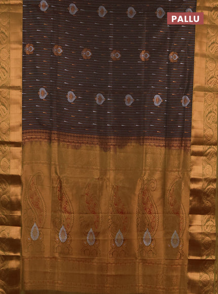 Semi soft silk saree dual shade of deep maroon and light green shade with allover silver & gold zari weaves & buttas and zari woven border