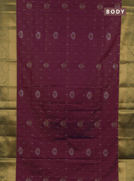 Semi soft silk saree magenta pink and teal green with allover silver & gold zari weaves & buttas and zari woven border