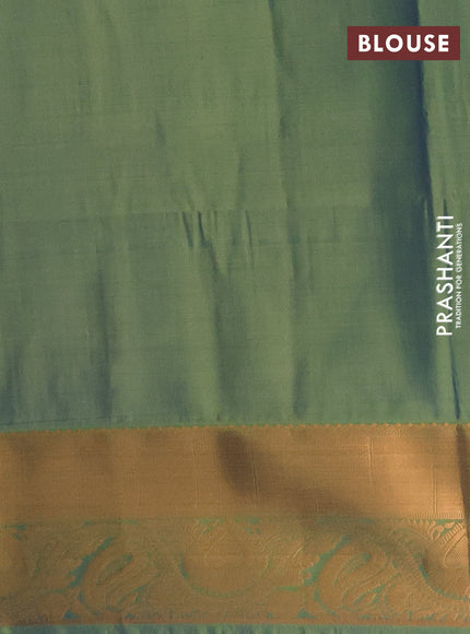 Semi soft silk saree magenta pink and teal green with allover silver & gold zari weaves & buttas and zari woven border