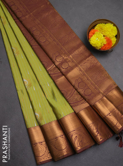 Semi soft silk saree green shade and dual shade of wine with allover silver & gold zari weaves & buttas and zari woven border