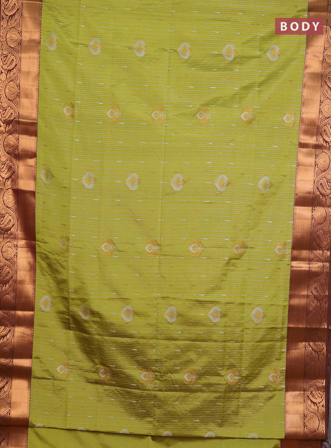Semi soft silk saree green shade and dual shade of wine with allover silver & gold zari weaves & buttas and zari woven border