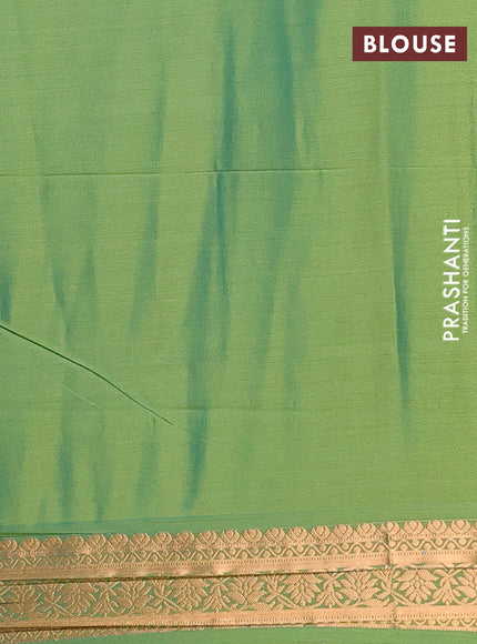 Semi soft silk saree dual shade of blue and green with zari woven buttas and zari woven border