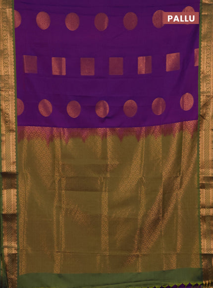 Semi soft silk saree magenta pink and green with zari woven buttas and zari woven border