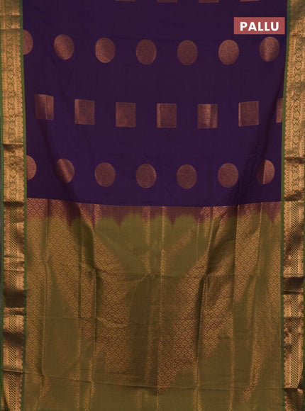 Semi soft silk saree purple and green with zari woven buttas and zari woven border