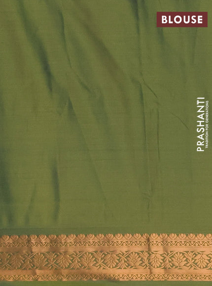 Semi soft silk saree purple and green with zari woven buttas and zari woven border