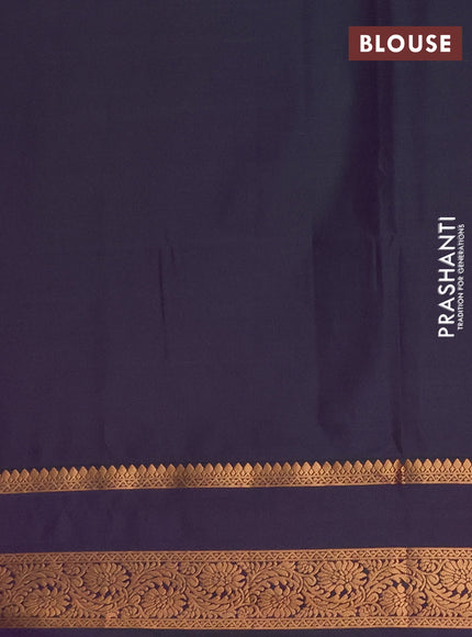 Semi soft silk saree mauve pink and jamun with allover zari woven buttas and rettapet zari woven border