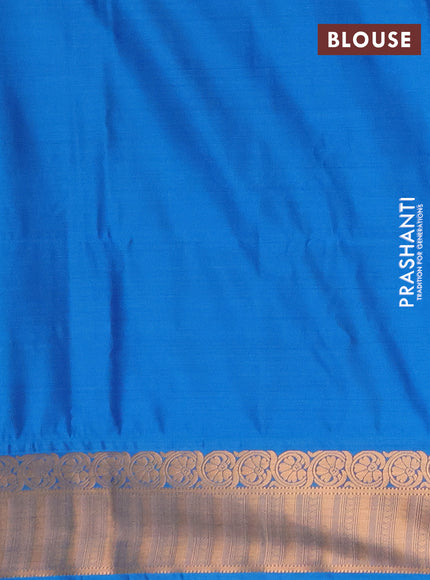 Semi soft silk saree purple and cs blue with zari woven buttas and zari woven border