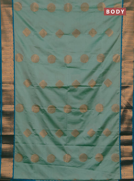 Semi soft silk saree teal shade and teal blue with zari woven buttas and zari woven border
