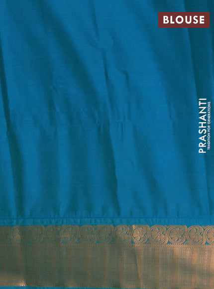 Semi soft silk saree teal shade and teal blue with zari woven buttas and zari woven border