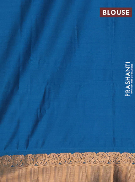 Semi soft silk saree deep wine shade and cs blue with zari woven buttas and zari woven border