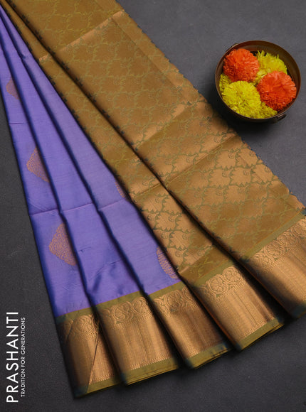 Semi soft silk saree violet and dual shade of mustard yellow with zari woven buttas and zari woven border