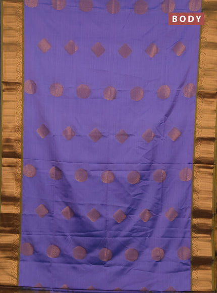 Semi soft silk saree violet and dual shade of mustard yellow with zari woven buttas and zari woven border