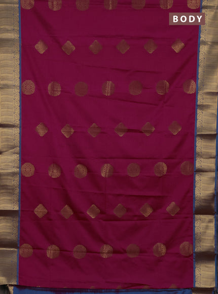 Semi soft silk saree pink and cs blue with zari woven buttas and zari woven border