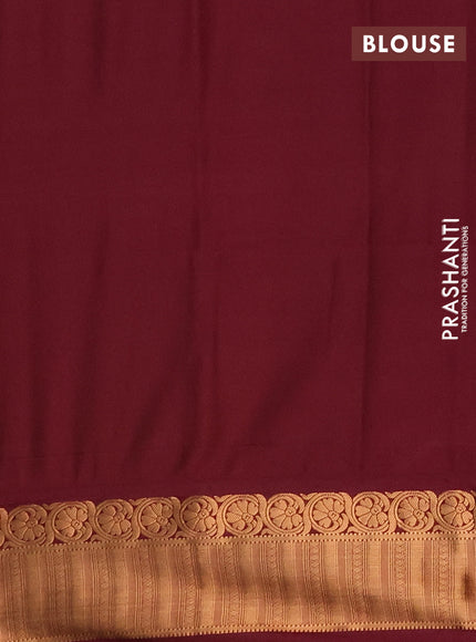 Semi soft silk saree dark mustard and maroon with zari woven buttas and zari woven border