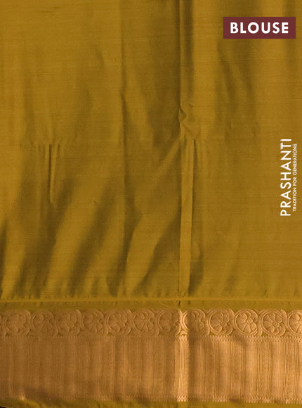 Semi soft silk saree navy blue and mustard yellow with zari woven buttas and zari woven border